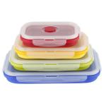 Silica Gel Folding Multi Compartment Lunch Box Microwavable Bento Box Set 4 Pieces for sale