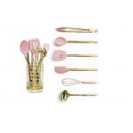 7 piece Gold & Pink silicone kitchen utensil sets ,Gold Utensil Holder for sale