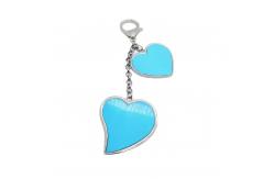 China Double Hearts Sublimation Keychain Blanks Personalized Zinc Alloy Bag Buckles supplier