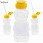 Wholesale High Quality 300g Honey Jar And Spoon Plastic Empty Honey Bear Bottles for sale