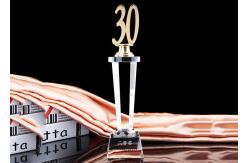 China Anniversary Souvenir Transparent Crystal Trophy Cup Custom Made For Enterprise supplier