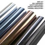 2mil Metal Mirror Building Reflective Film Roll Self Adhesive Glass Wall Tinting