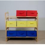 60CM Height Kids Playroom Furniture Toy Organizer With Nine Fabric Storage Bins for sale