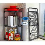 Household Multilayer Metal Kitchen Rack Floor Pot Foldable Corner Shelf for sale