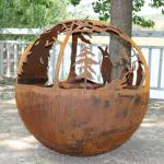3mm 6mm SPHERE Corten Steel Fire Pits Manual Ignition Packed In Wooden Box for sale
