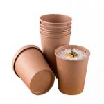 Soup Dessert Takeaway Brown Paper Packaging For Food Ice Cream Cake Container Kraft Cup With Lid for sale