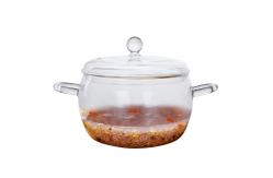China Soup Round Double Ears 1800ml Borosilicate Glass Pot supplier