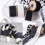 100m High Tenacity Shiny Black and White Border Snow Textile Belt DIY Bow Hair Accessories for Flower Shop Packaging Gift Box for sale