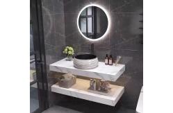 China Rectangle Double Sink Waterproof Bathroom Vanity With Smart Lighted Led Mirror supplier