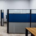 Blue Single Cubicle Office Workstation Desks 30mm With Divided Boards