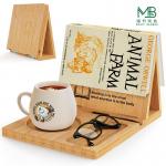 Bamboo color triangle bookshelf foldable bookshelf with glasses holder for Family Study for sale