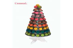 China Gray PVC Plastic Macaron Tower Stand Macaron Tier With Round Acrylic Base supplier