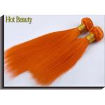 Customized Orange Silk Straight Virgin Human Hair Extensions Double Stitch Weft for sale