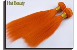 China Customized Orange Silk Straight Virgin Human Hair Extensions Double Stitch Weft supplier
