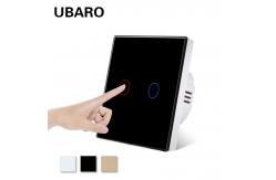 China 100VAC - 240VAC Touch Light Switch 2gang Black Smart Dimmable Light Switch supplier