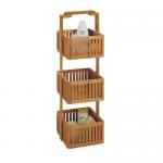China Natural Bamboo Basket Bathroom Storage Caddy 3 Tier Free Standing Easy Cleaning manufacturer