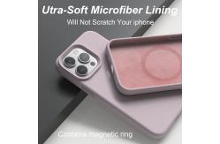 China Soft Microfiber Lining Liquid Silicone Phone Case Strong Magnetic For IPhone supplier