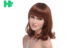 China Short Curly Synthetic Hair Wigs , 6A Synthetic Curly Wigs Darker Brown supplier