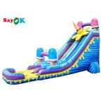 Blue Ice Cream Theme Inflatable Slide Popsicle Inflatable Waterslide With Pool for sale