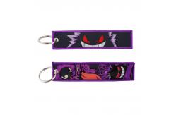 China Classic Japanese Comic Pocket Monster Embroidery Woven Jet Tags Ring Pokémon Anime Lanyard Fabric Keychain Key Tags supplier