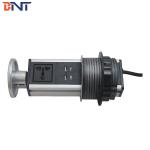 Compact Silver Pop Up Counter Outlet With Double USB Charger Interfaces