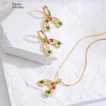 18k Gold Plated Rainbow Jewelry Set Colorful Diamond Gemstone Pendant for sale