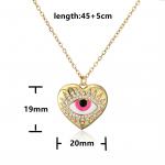18K PLATED DEVIL EYE CHARM DIAMOND HEART EARRINGS AND NECKLACE SET