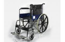 China ISO Foldable Steel Wheelchair With Solid Castor Rear Wheel supplier