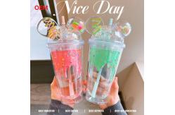 China Straw Cup Summer Ice Cream Cup Transparent Double-Layer Plastic Water Cup supplier