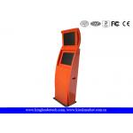 Space Saving Slim Freestanding Touch Screen Kiosk Advertising In Two Displays