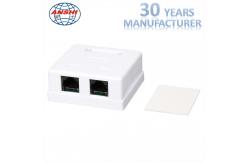 China CAT6 / CAT5e Surface Mount Box 2 Port For RJ45 Module Telecommunication supplier