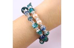 China Unicorn Carving Adjustable 2 Layer Azurite Stone Crystal Bracelet supplier