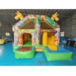 Small Indoor Bounce House Full Printing Giraffe Cartoon Animal Park Castle With Silde Combo for sale