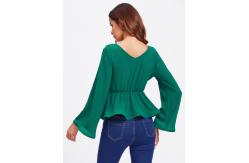 China Bell Sleeve Wrap Blouse with Deep V Neck supplier
