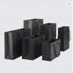 ODM Matte Lamination Paper Bag Packaging Custom Logo Black Shopping Bag