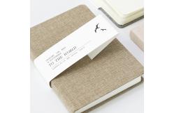 China Pocket Size Fine Linen Cover Notebook , Waist Band Wide Ruled Notebook supplier