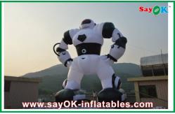 China White / Black Inflatable Cartoon Characters , Oxford Cloth Inflatable Robot supplier