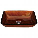 Russet Brown Tempered Glass Basin Bowl Rectangular Table Top Solid