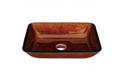 China Russet Brown Tempered Glass Basin Bowl Rectangular Table Top Solid supplier