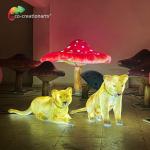 Light Up Life Size Fiberglass Animals Fiberglass Lion Statue Landscape Decorations for sale