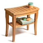 China Indoor Bamboo Shower Benches Seat And Stools With Storage Shelf Unbreakable manufacturer