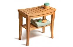 China Indoor Bamboo Shower Benches Seat And Stools With Storage Shelf Unbreakable supplier