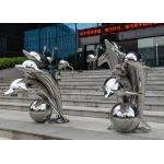 China Modern Public Art Dolphin Stainless Steel Animal Sculpture Mirror Polished for sale
