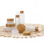 Glass Cosmetic Containers Bamboo Cosmetic Packaging Bamboo Lid Cream Cosmetic Jar for sale