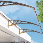 Polycarbonate Sheet Waterproof Window Canopy 1000mm Width Black Color Bracket for sale