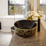 Gold Electroplate Art Sanitary Ware Basin Table Top Round Shape