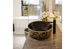 China Gold Electroplate Art Sanitary Ware Basin Table Top Round Shape supplier
