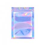 Small Mylar Plastic Biodegradable Heat Sealing Zipper Three Sides Food Packaging Holographic Bag for sale