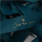 Custom Polyester Ribbon Spool With 3D Gold Foil And Printed Logo for sale