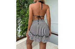 China Slim Bikini Three Piece Swimwear Tether Pleated Skirt Three Piece Bathing Suit supplier